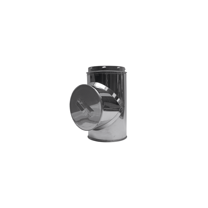 Pellet Pijp 80 Dw. T-Stuk Met Deksel 90 Graden