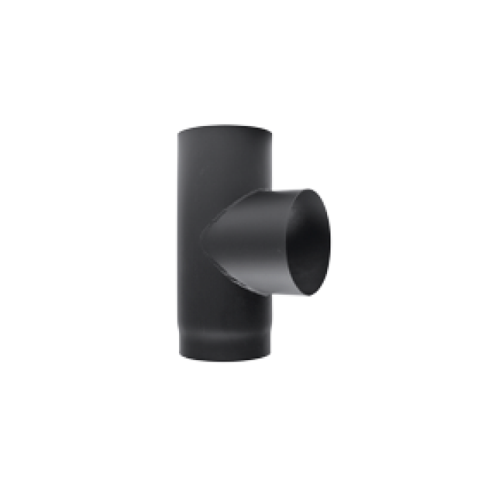 Kachelpijp 125 Staal 2 mm T-Stuk + Deksel